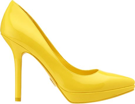 Nine West Love Fury Platform Heels in Yellow (YELLOW SYNTHETIC) - Lyst