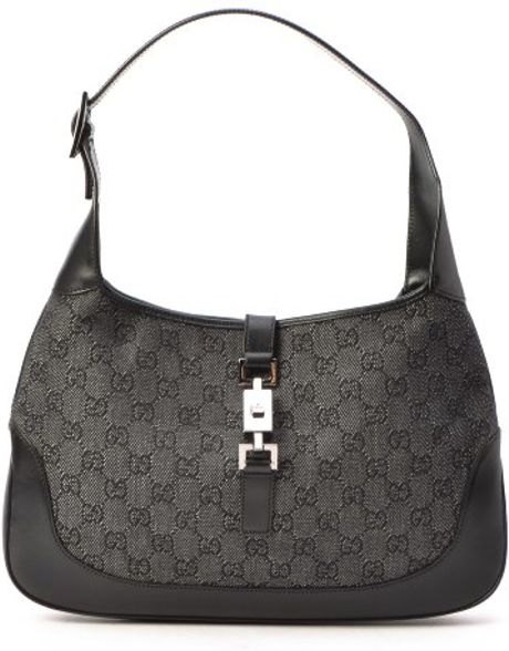 Gucci Preowned Black Gg Canvas Jackie Shoulder Bag in Black | Lyst