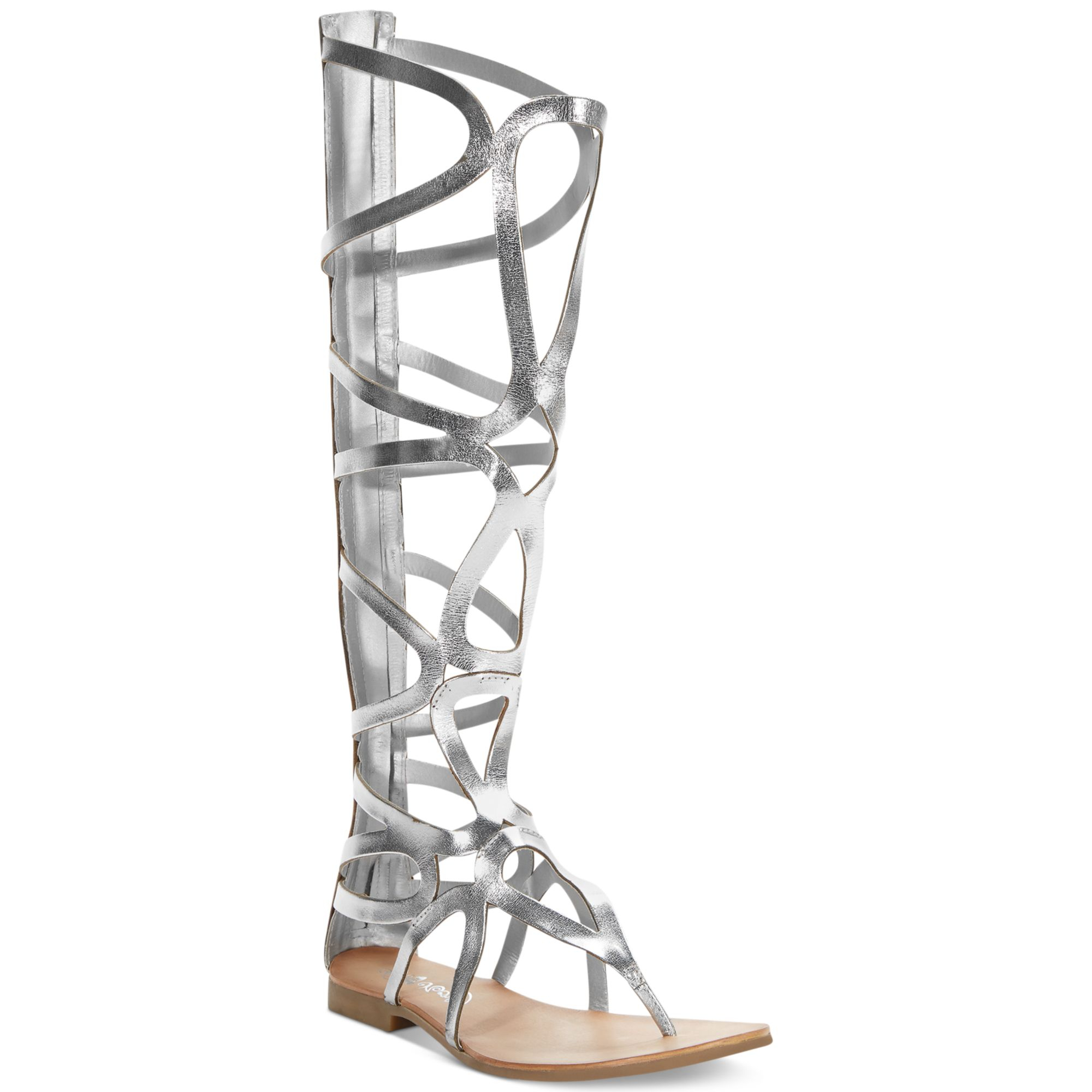 Naughty Monkey Spartacus Tall Shaft Gladiator Sandals in Silver | Lyst