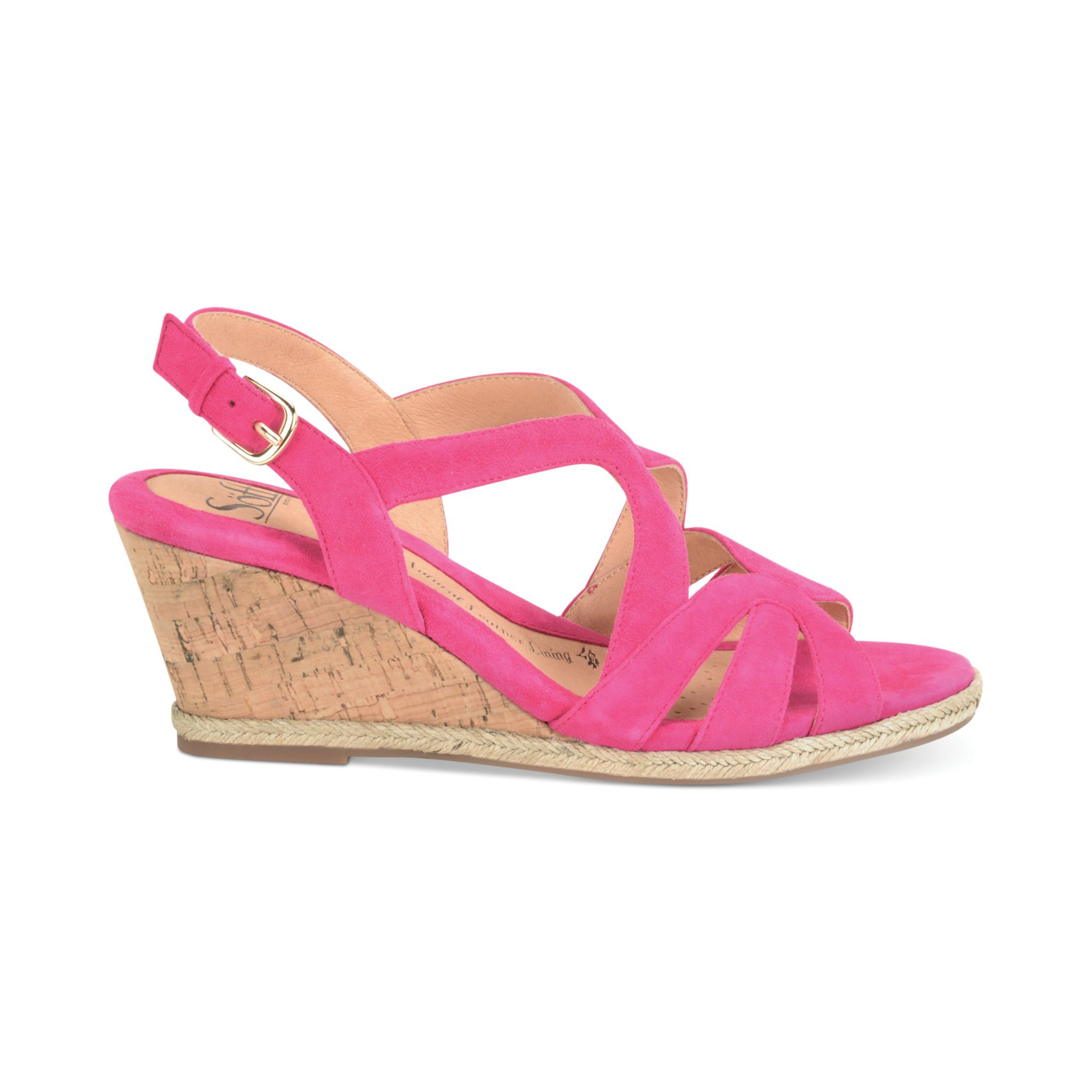 womens pink wedge sandals