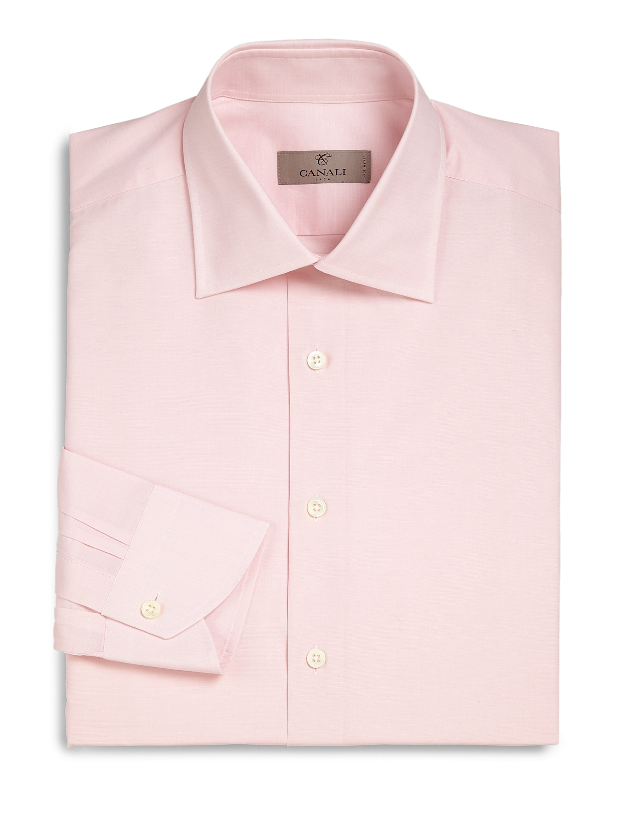 Canali Solid Dress Shirt in Pink for Men | Lyst