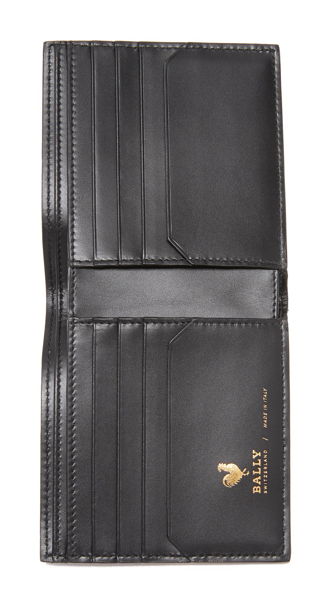 bally - black nyelsen rooster bifold wallet for men - lyst