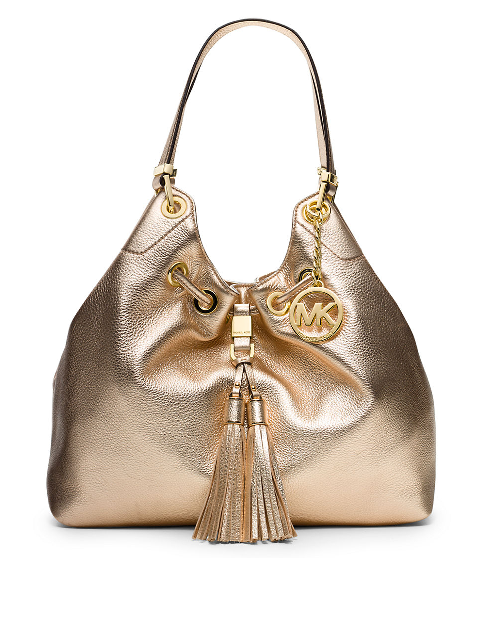 Michael Michael Kors Middleton Metallic Leather Large Drawstring Tote Bag in Gold | Lyst