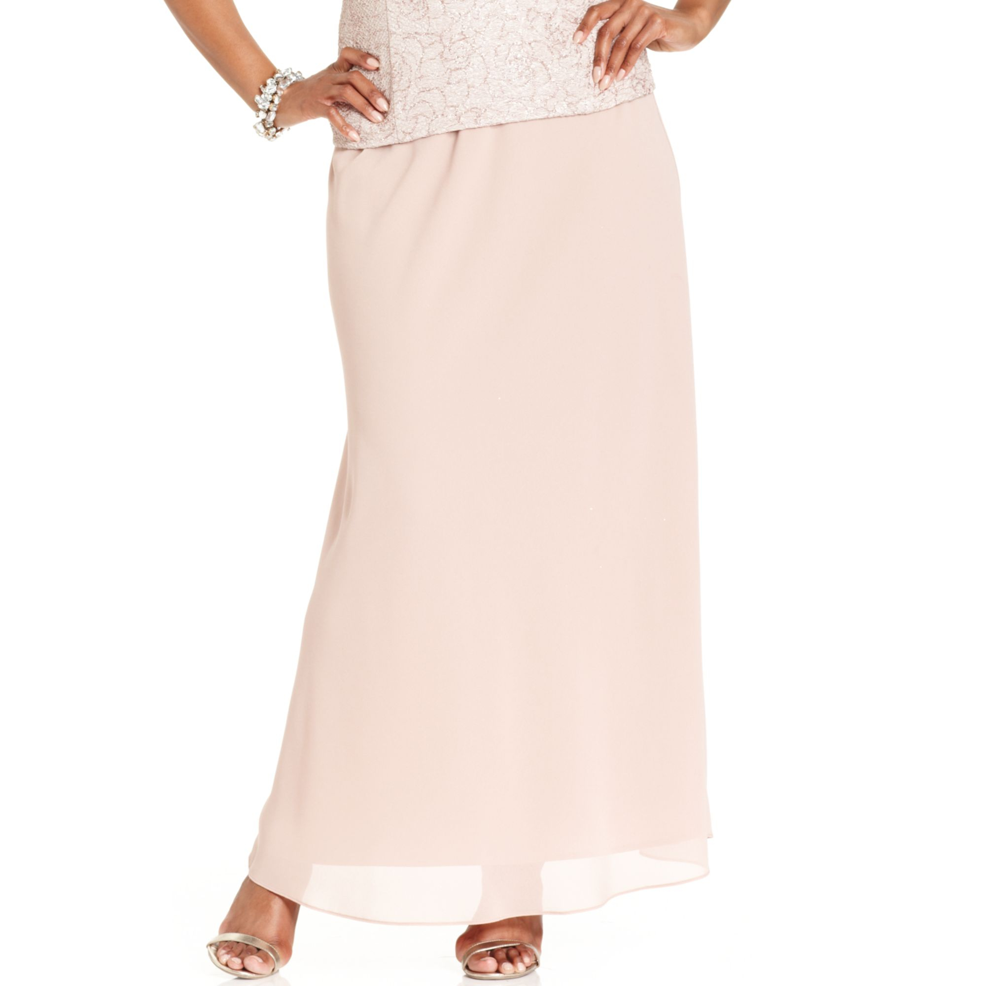 Alex Evenings Plus Size Chiffon Maxi Skirt In Pink Champagne Lyst