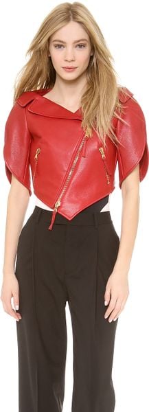 Moschino Leather Heart Shaped Jacket in Red - Lyst