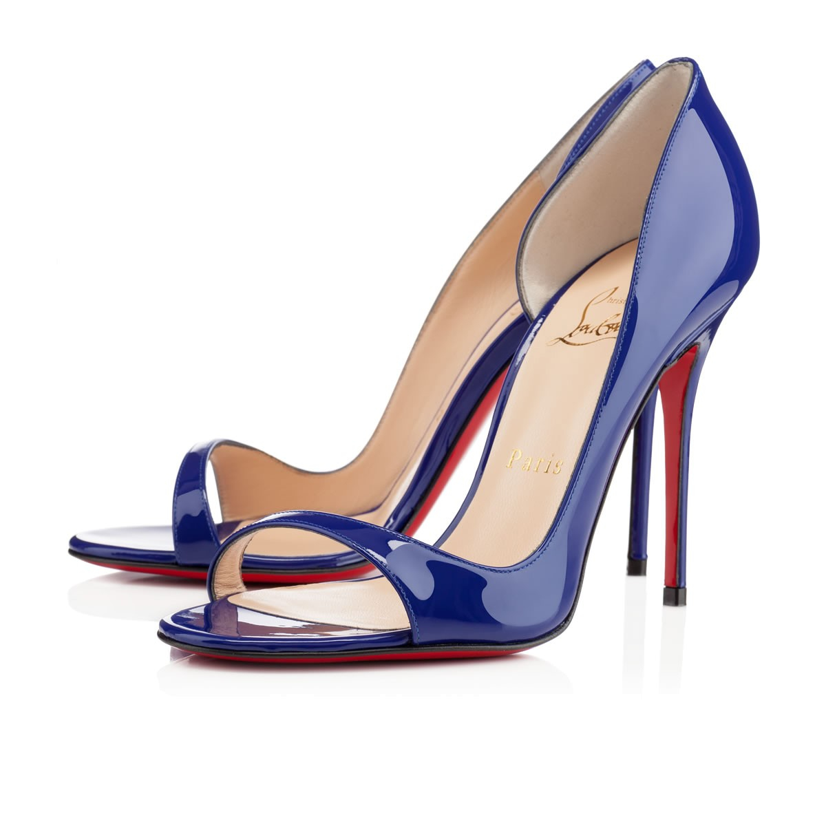 blue satin louboutin