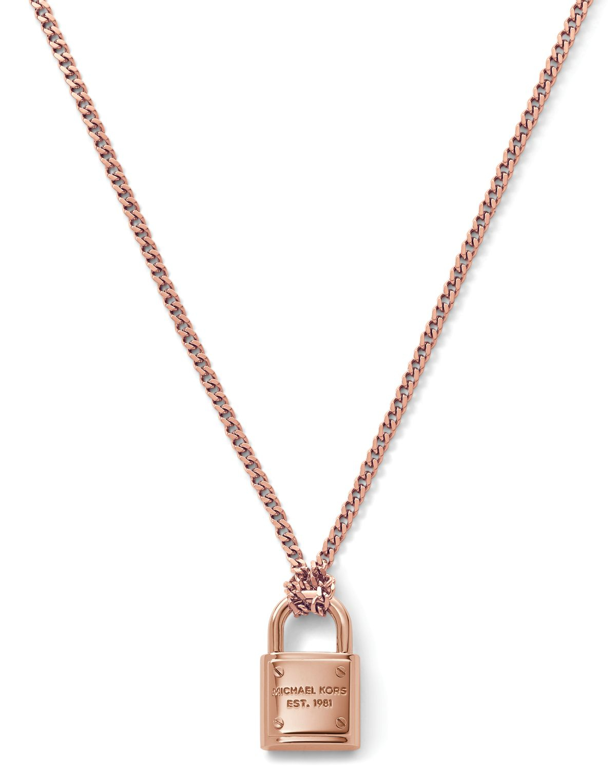 Michael Kors Delicate Padlock Necklace 32 in Gold (Rose Gold) Lyst