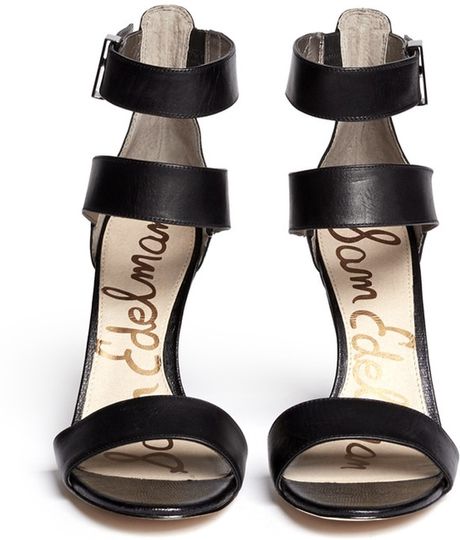 Sam Edelman Addie Leather Strappy Sandals in Black | Lyst