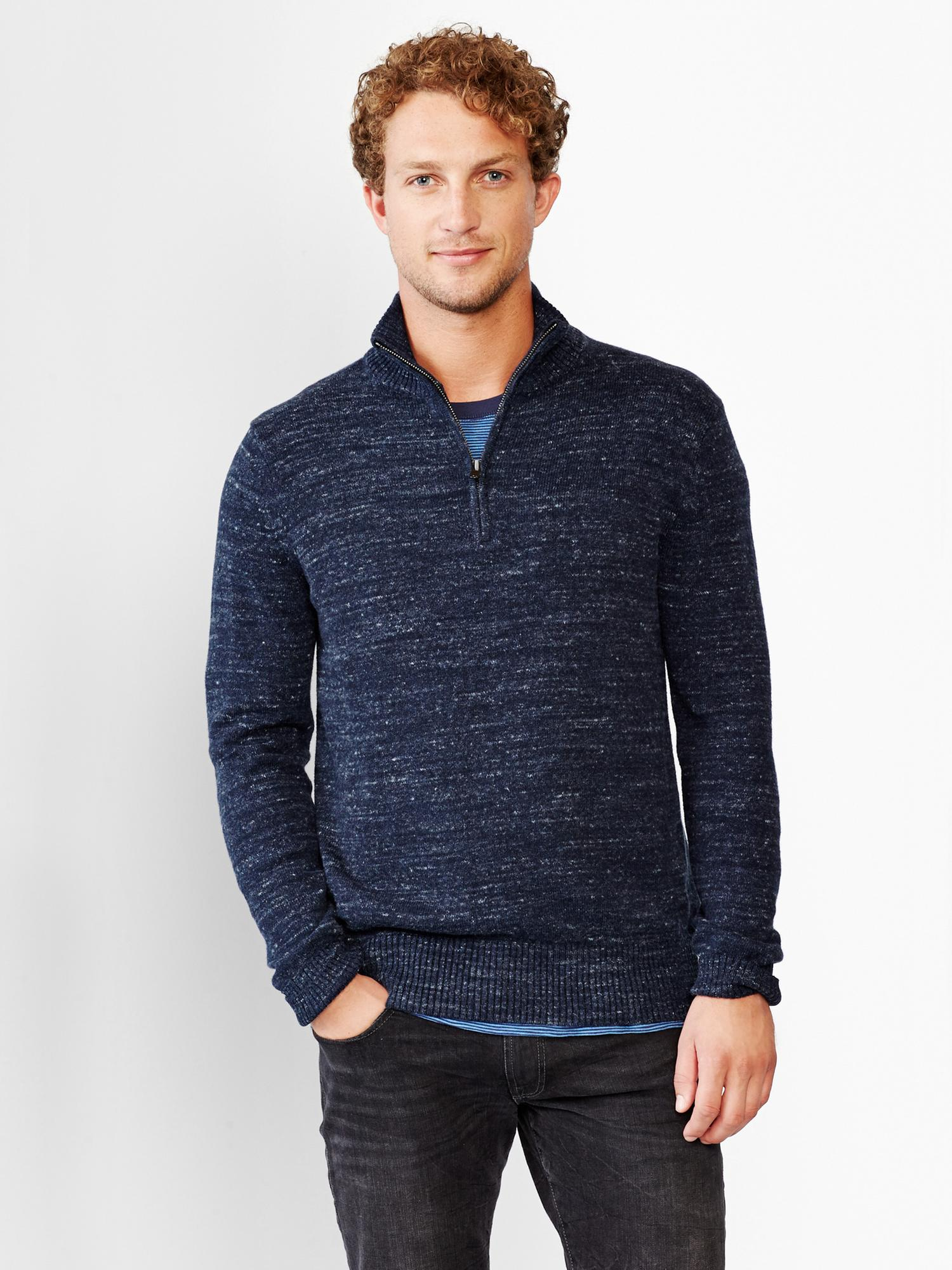 Gap Marled HalfZip Mockneck Sweater in Blue for Men (navy heather) Lyst