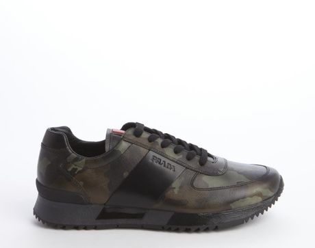 camouflage prada sneakers brown canvas