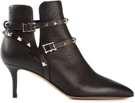 valentino black rockstud ankle boots