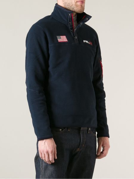 Rlx Ralph Lauren Funnel Neck Sweatshirt in Blue for Men | Lyst