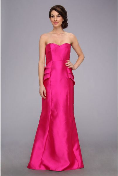 badgley mischka red strapless ball gown