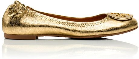 tory burch gold flat shoes