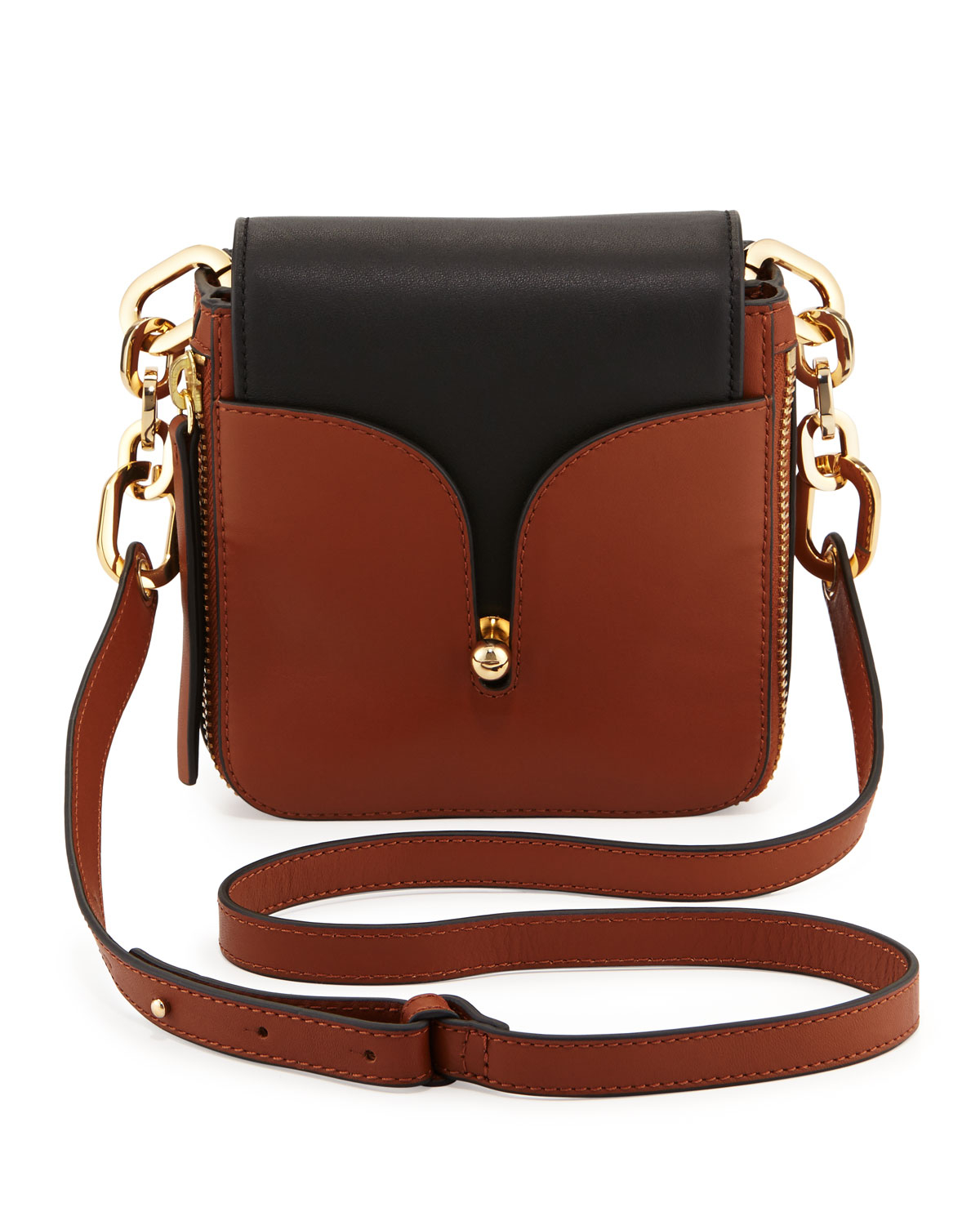 Pour La Victoire Currie Colorblock Soft Grained Leather Crossbody Bag Brownblack in Brown | Lyst