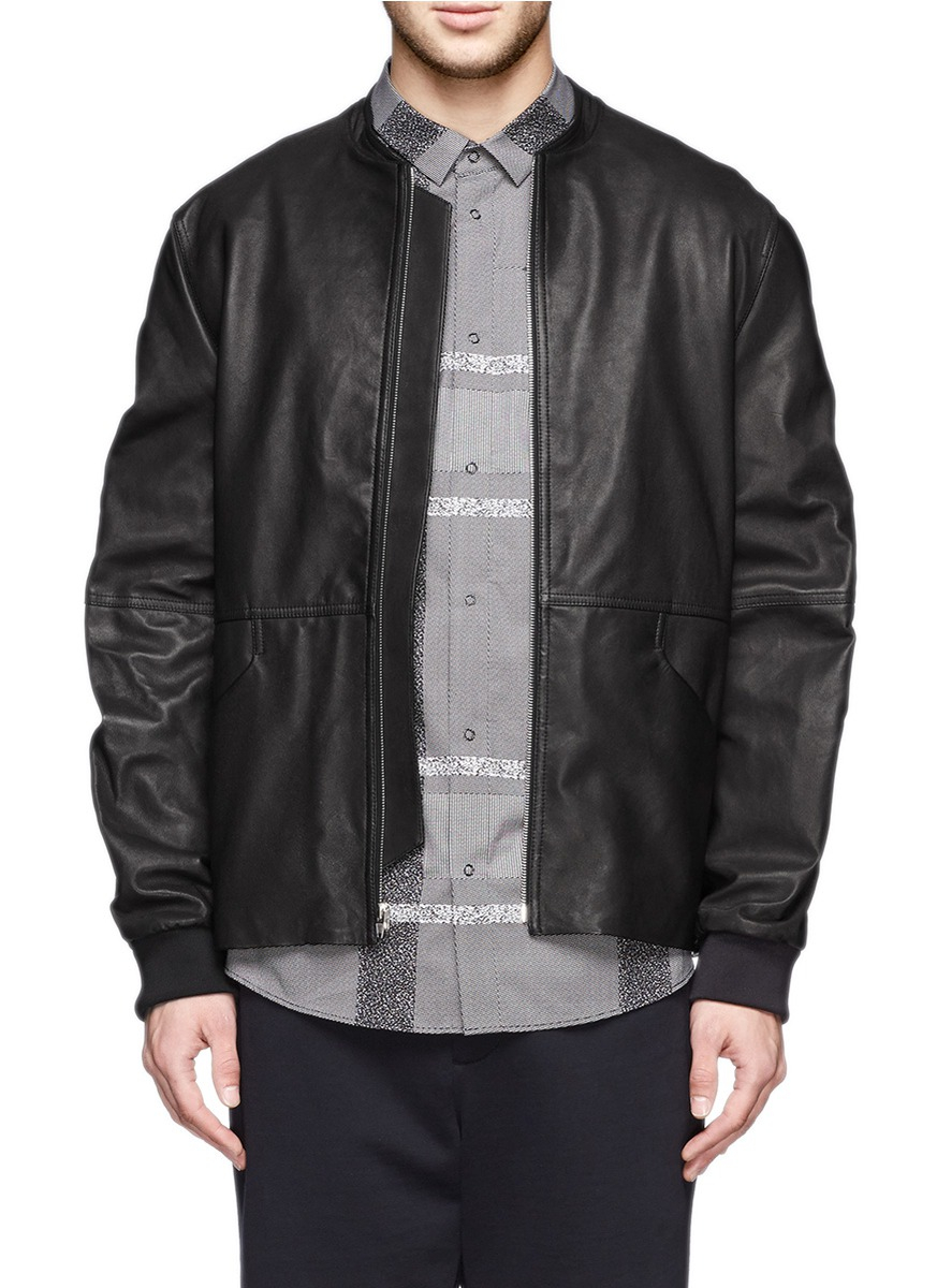 Alexander Wang Lamb Leather Bomber Jacket in Black for Men | Lyst