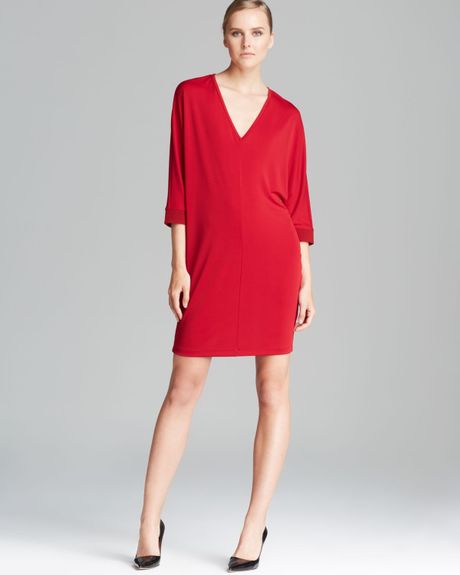 dkny-black-v-neck-three-quarter-dolman-sleeve-dress-mini-dresses ...