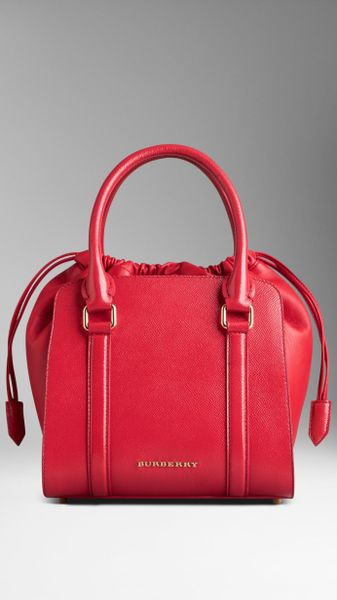 Burberry Small Patent London Leather Tote Bag in Red (bright rose)