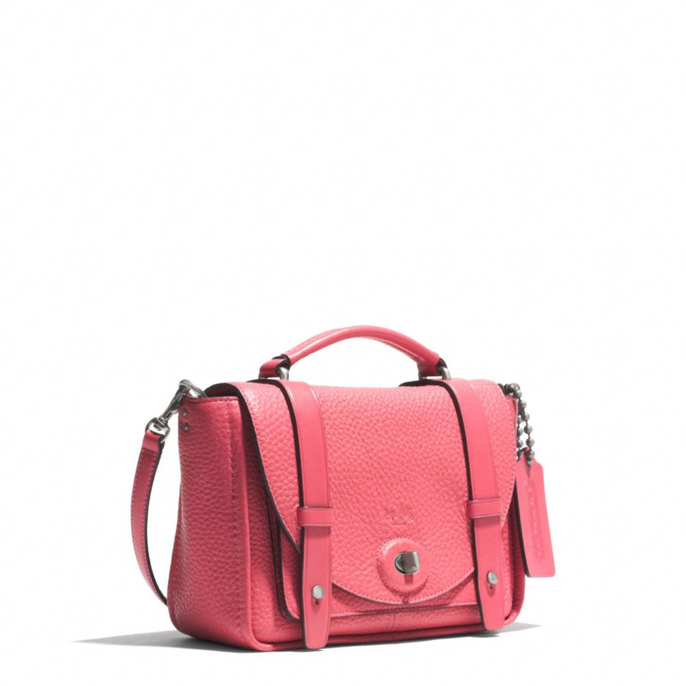Coach Bleecker Mini Brooklyn Messenger Bag In Pebbled Leather in Pink