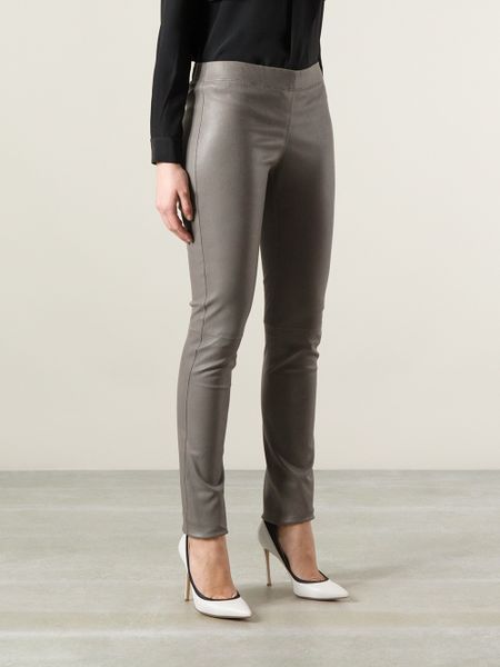 Joseph Leather Leggings in Gray (grey) | Lyst