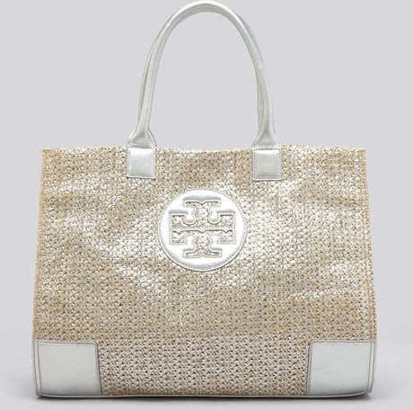 tory burch ella metallic tote