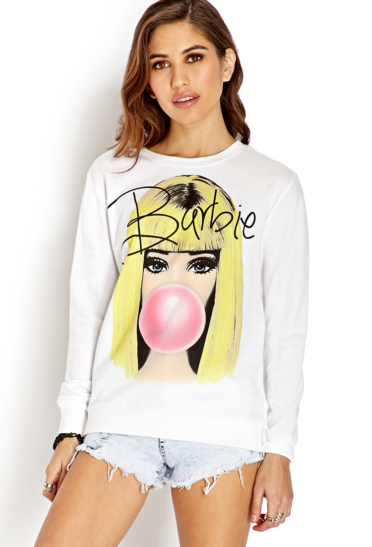 Forever 21 Bubbly Barbie Girl Sweatshirt in White (IVORY ...