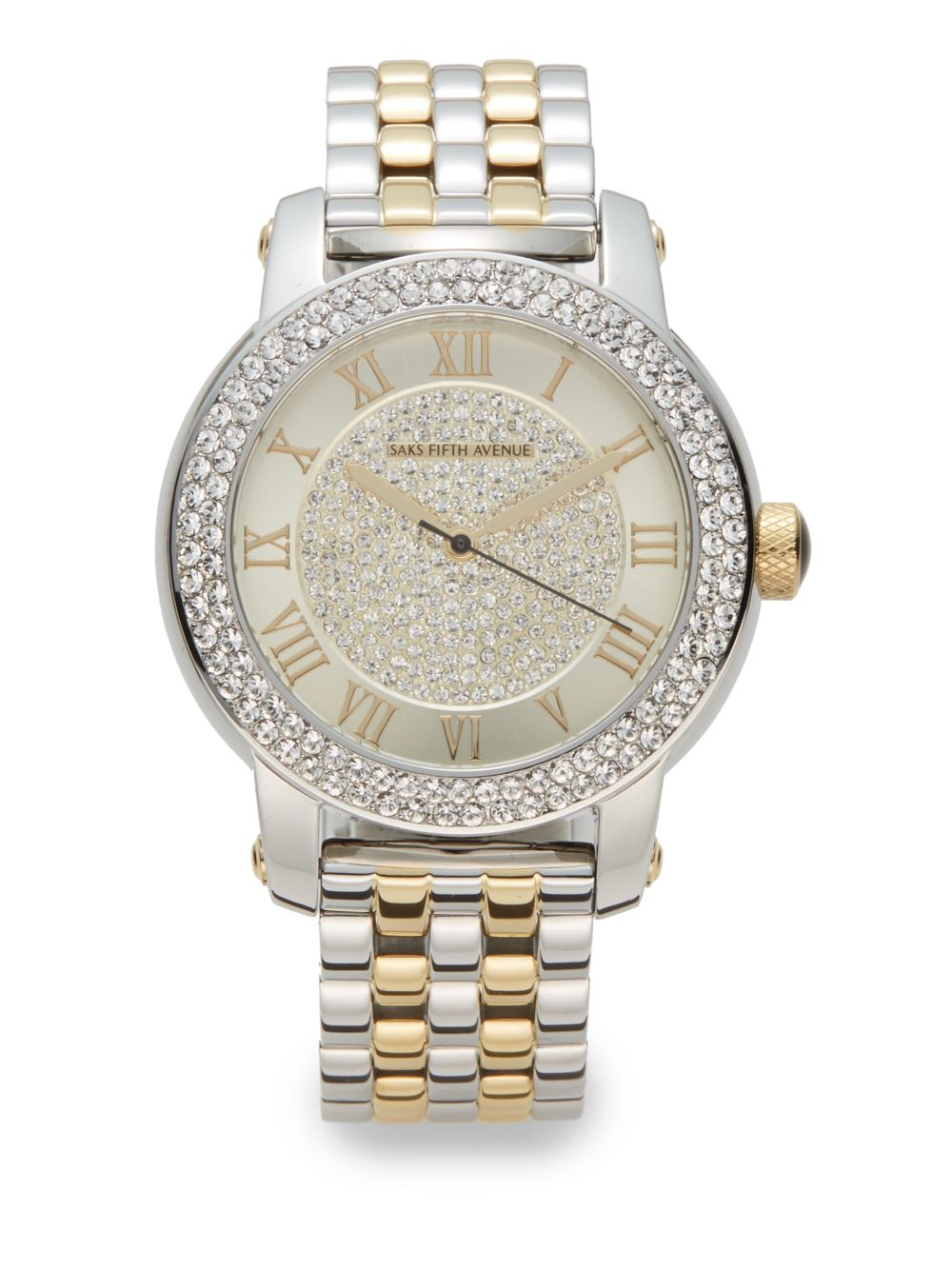 Saks Fifth Avenue Jeweled TwoTone Stainless Steel Bracelet Watch in