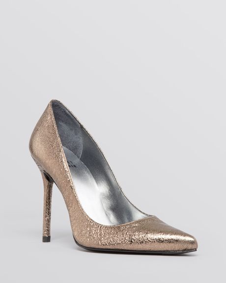 pewter evening pumps