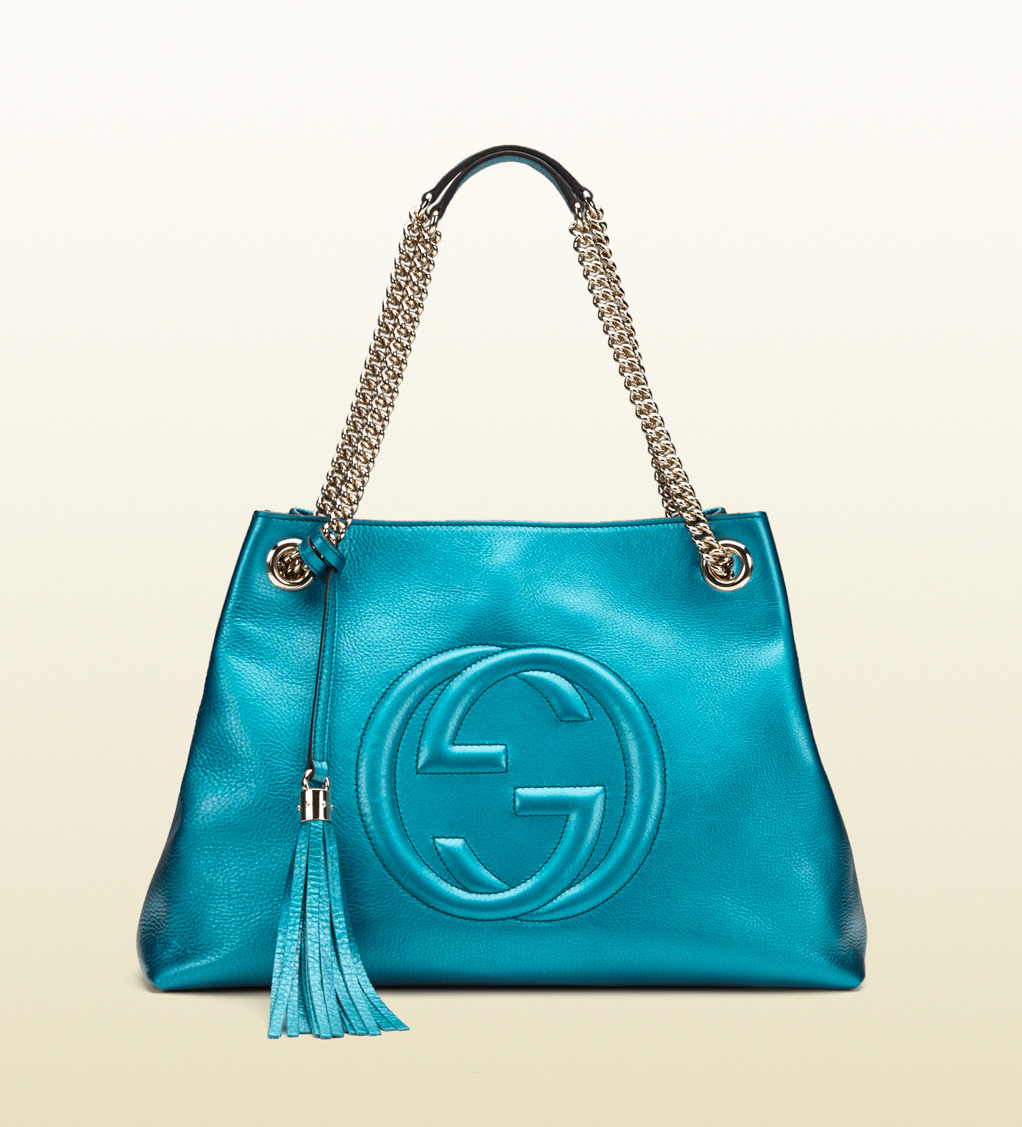Gucci Online Exclusive Soho Metallic Leather Shoulder Bag in Blue (teal) | Lyst