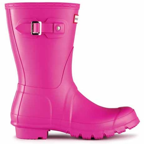 short pink hunter rain boots