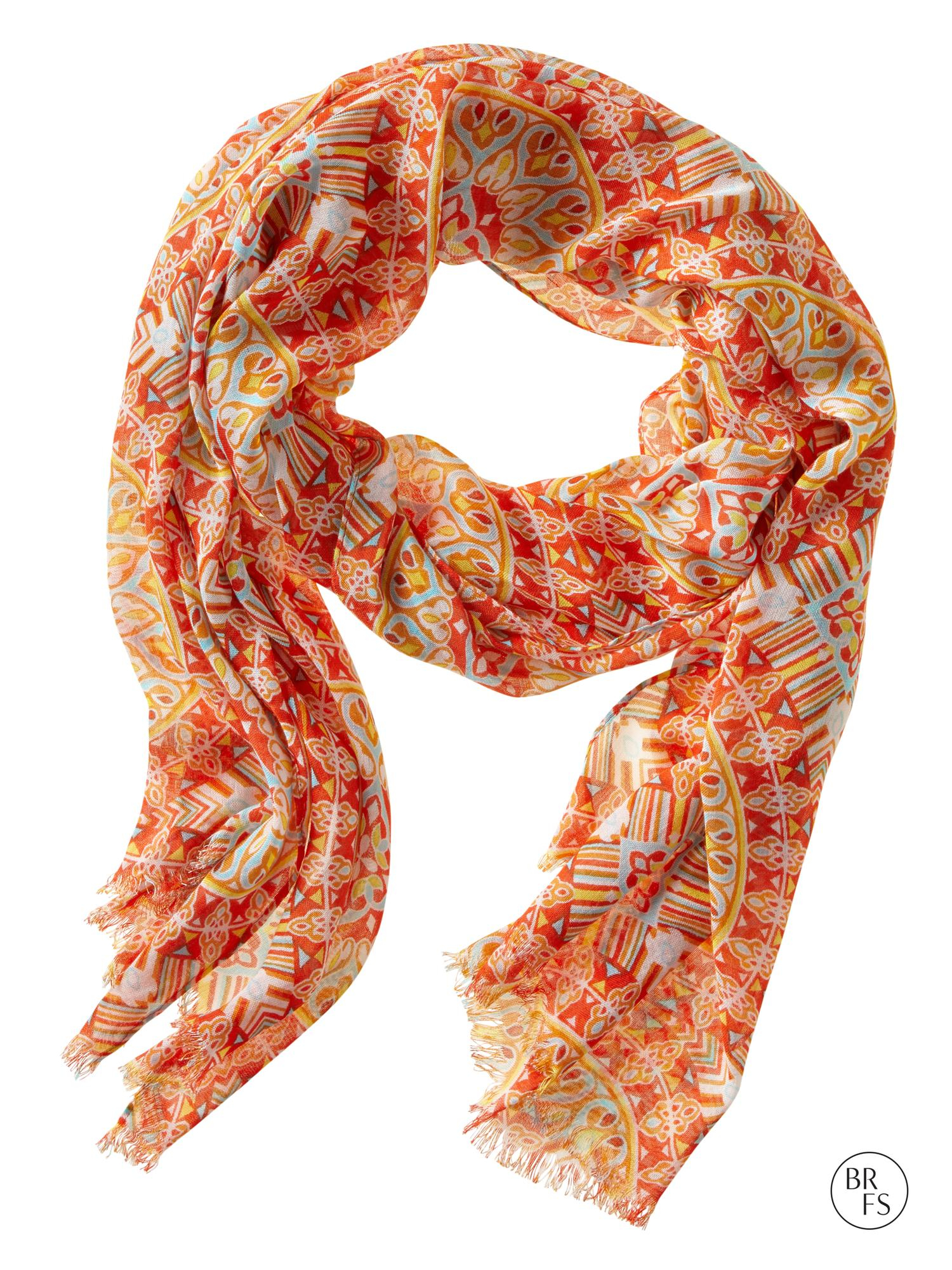 Banana Republic Factory Medallion Scarf Orange Pop in Orange (Orange