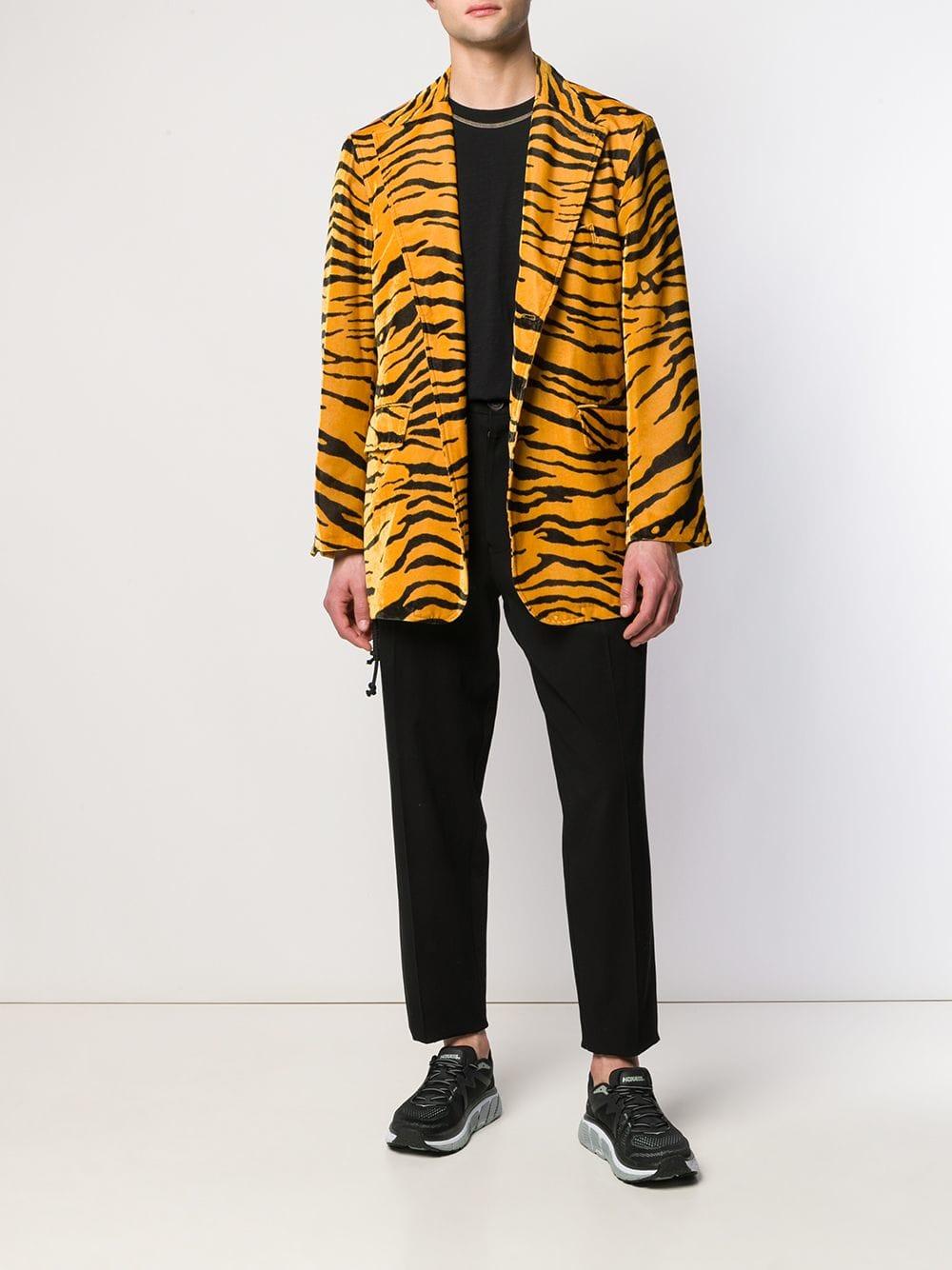 Needles Tiger Print Velvet Blazer In Yellow For Men Lyst