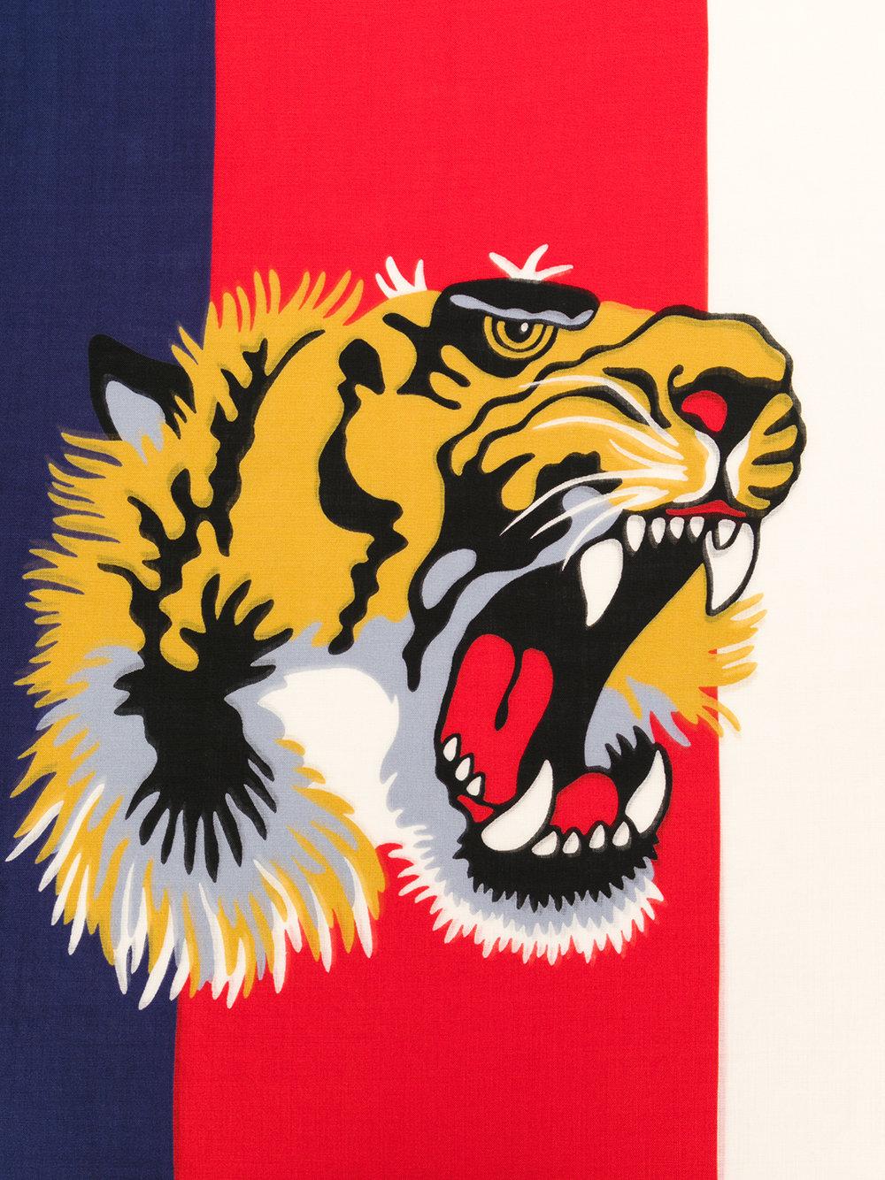 gucci - multicolor tiger embroidered scarf for men - lyst