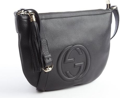 Gucci Black Leather Gg Soho Messenger Bag in Black | Lyst