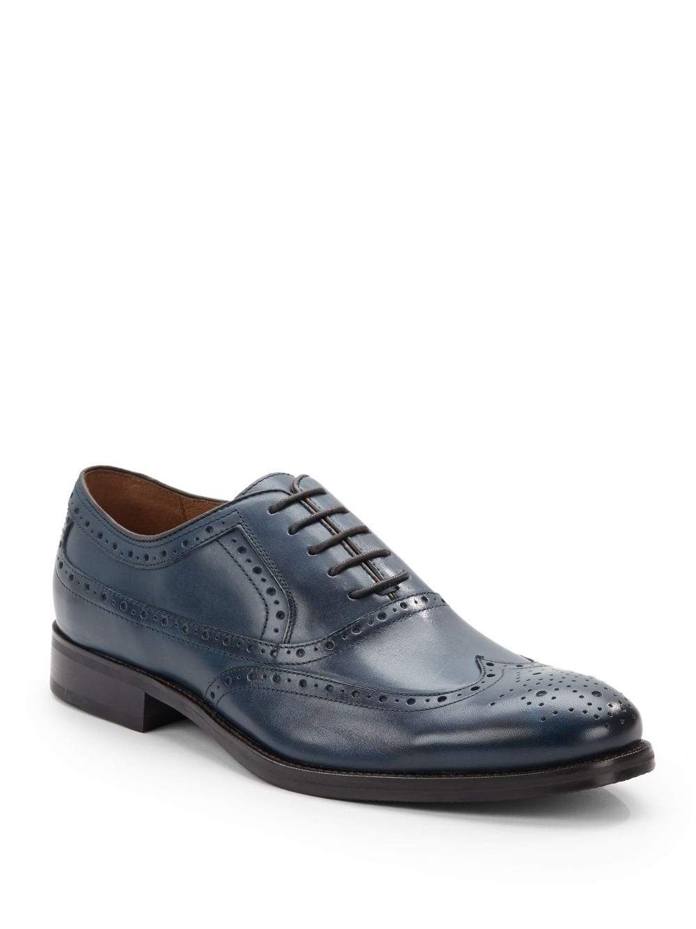 Johnston  Murphy Tyndall Wingtip Leather Brogues in Blue for Men ...