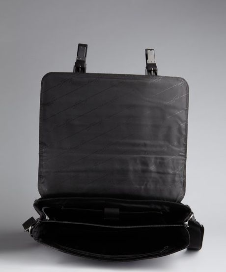 kenneth cole black leather messenger bag