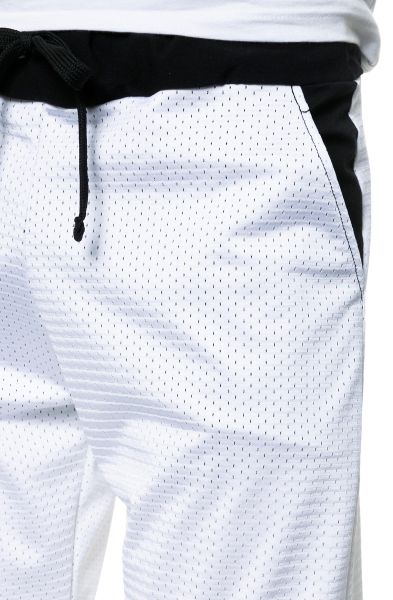 white mesh joggers