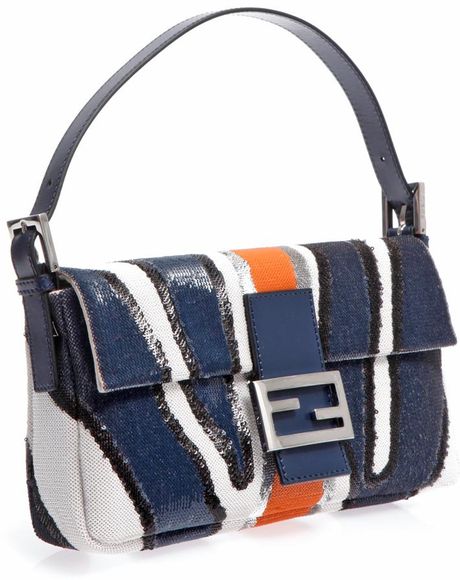 Fendi Zebraprint Baguette Shoulder Bag in Multicolor (BLUE MULTI) | Lyst