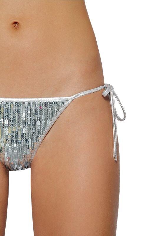 Dsquared Synthetic Sequined Lycra Triangle Bikini Bottoms In Silver