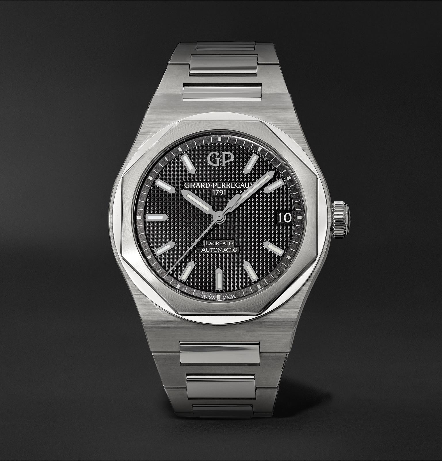 Girard Perregaux Laureato Automatic Mm Stainless Steel Watch In Black