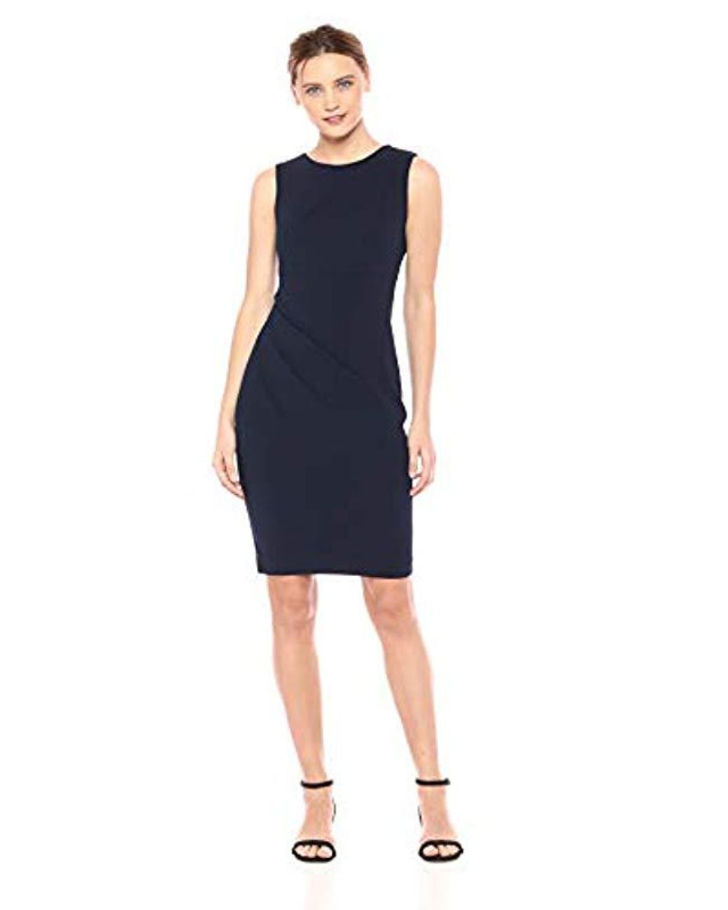 Lyst - Calvin Klein Sleeveless Sheath With Seam Detail Dress in Blue