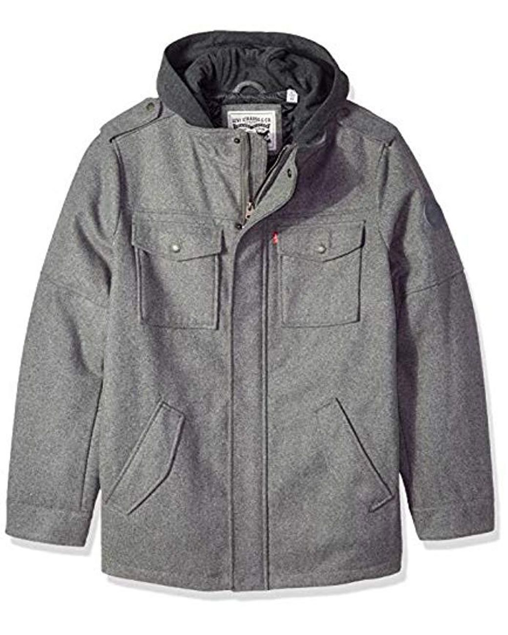 Levi's Big And Tall Wool Blend Military Jacket With Hood in Gray for ...