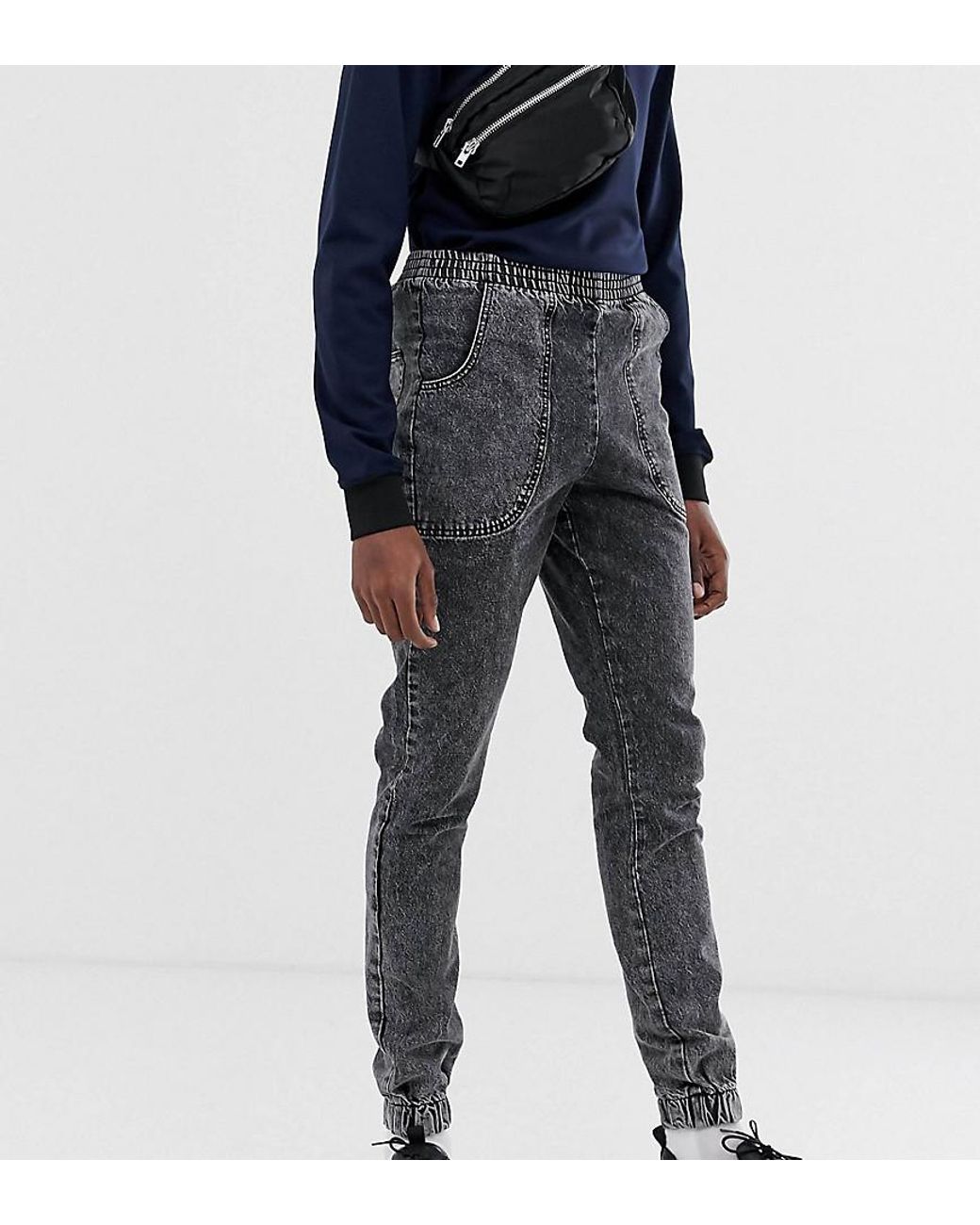 acid wash denim joggers