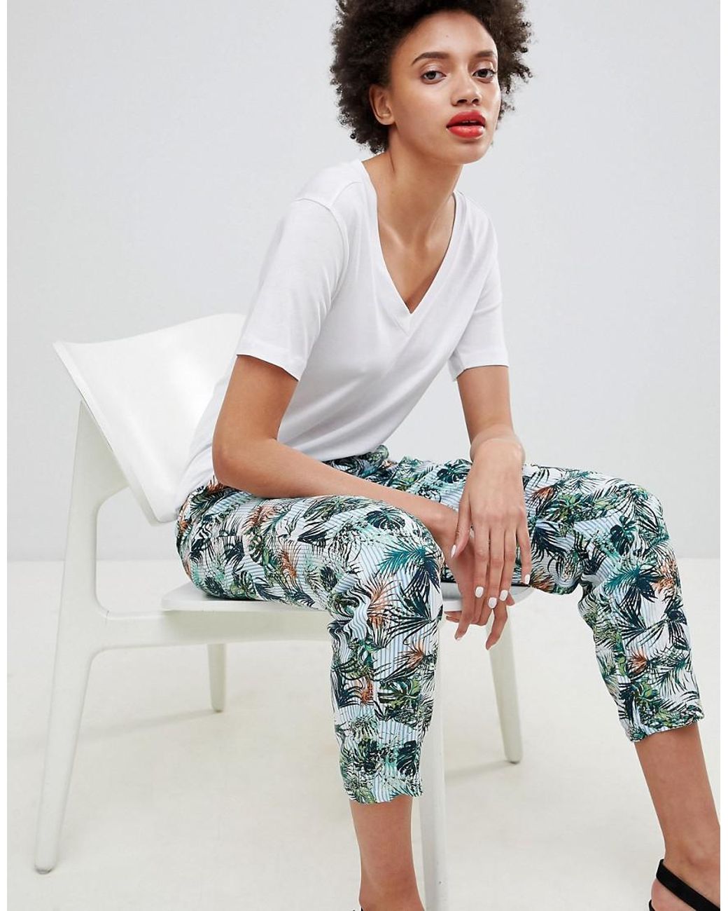 tropical print joggers