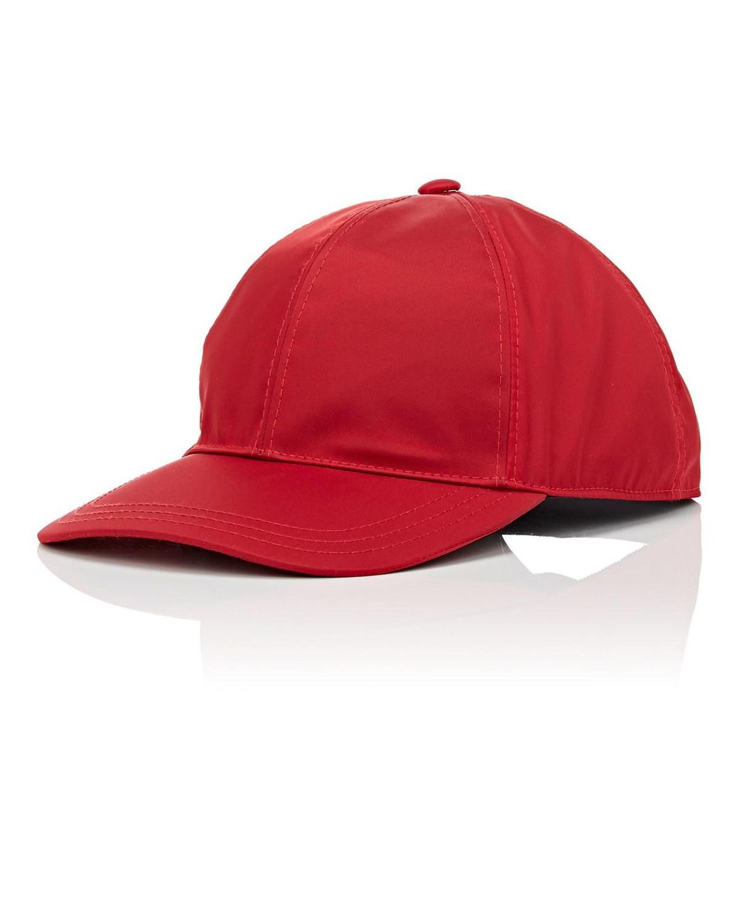 Prada Synthetic Logo Twill Baseball Cap in Red - Lyst