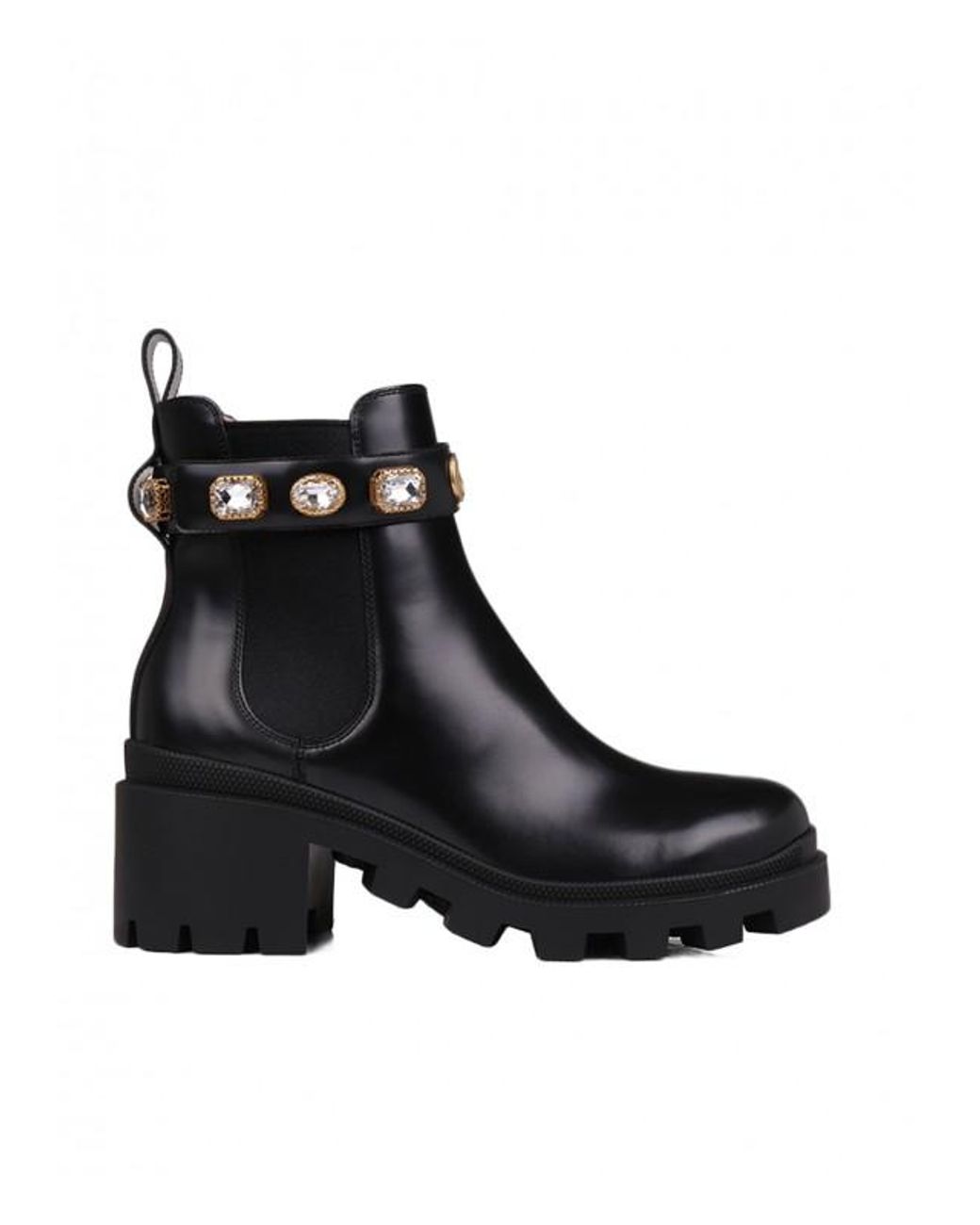Lyst - Gucci Trip Embellished Leather Chelsea Boots in Black - Save 25%