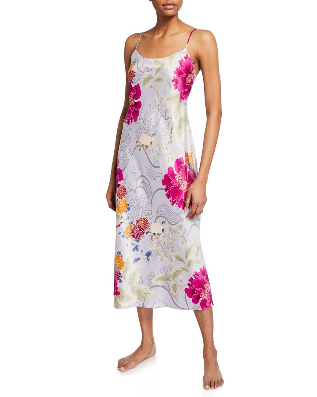 Natori Auburn Floral Satin Slip Nightgown - Lyst