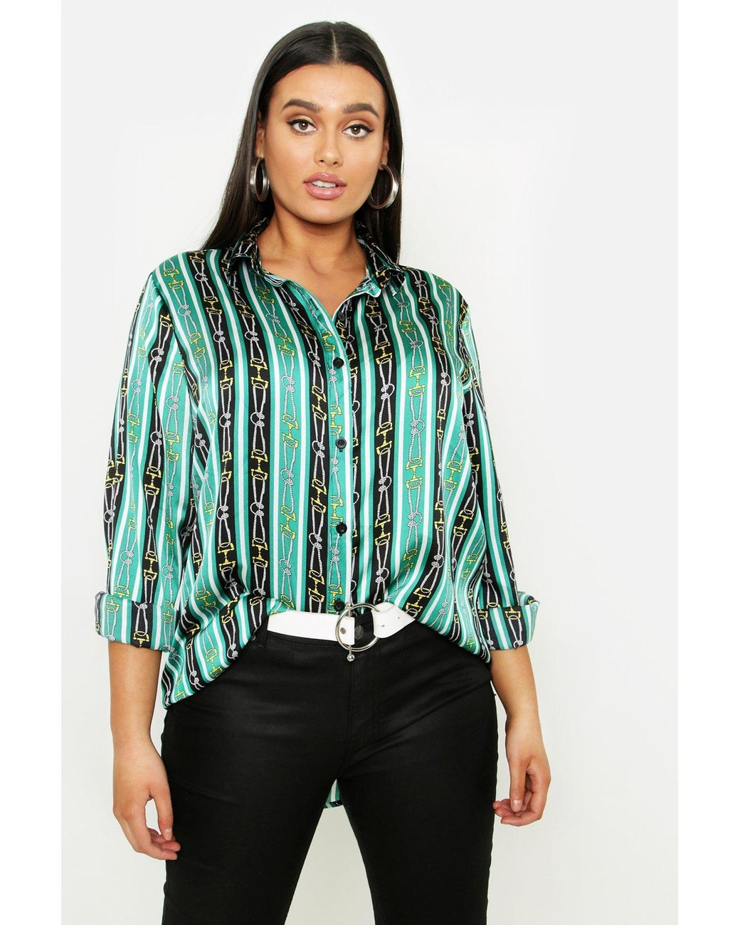 navy chain print shirt