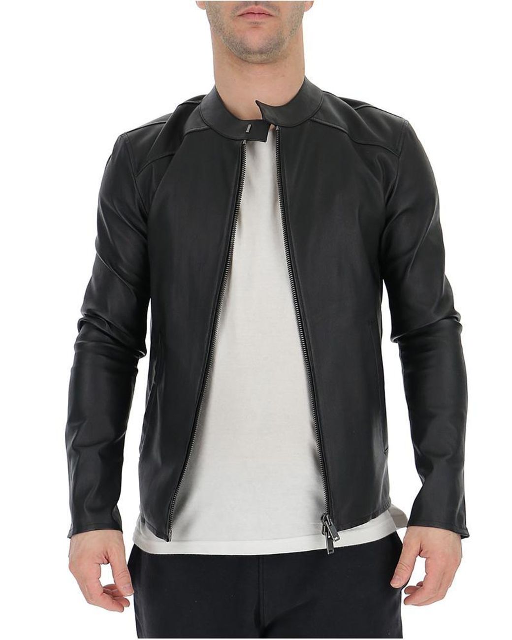 DESA NINETEENSEVENTYTWO Zipped Leather Jacket in Black for Men - Lyst