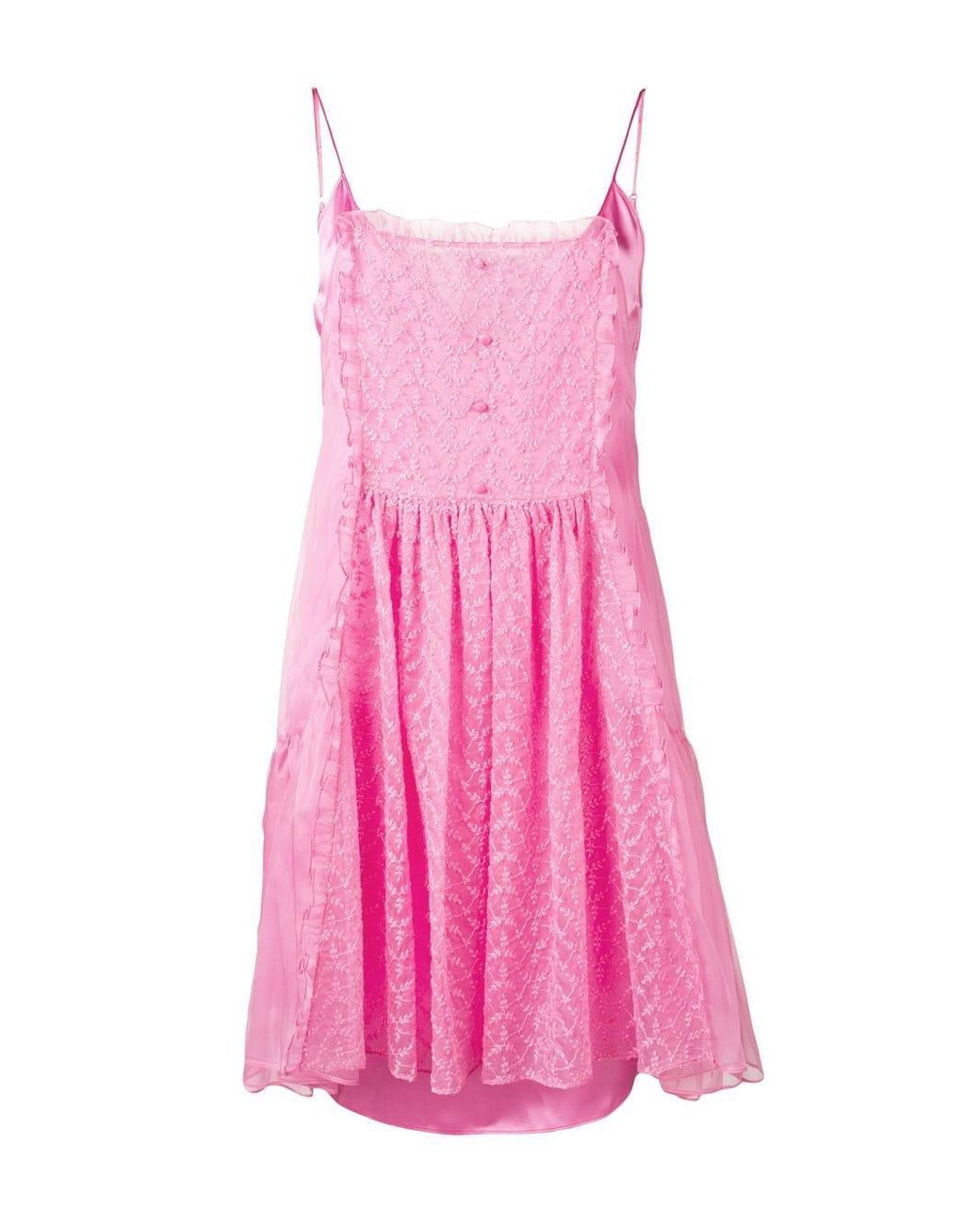Stella McCartney Lace Panel Slip Dress in Pink - Lyst